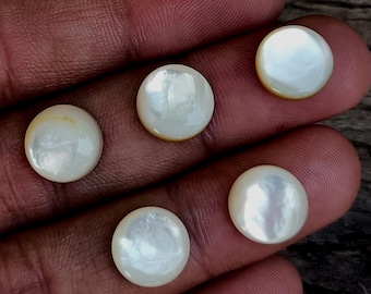 Cabujones de nácar: piedra preciosa redonda con parte posterior plana (tamaños disponibles de 3 mm a 20 mm)