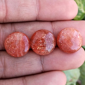 Natural Sunstone Round Cabochon Flat Back Loose Gemstone For Jewelry Making 3MM to 12MM