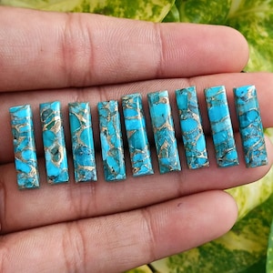 Blue Copper Turquoise Cabochon: Rectangle Gemstone for Jewelry Setting