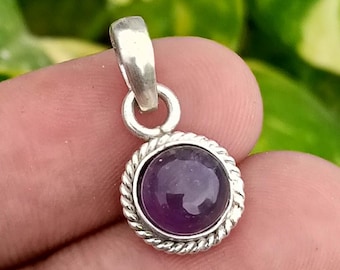 Natural African Amethyst Pendant, 925 Sterling Silver Bezel Setting Jewelry, February Birthstone Jewelry