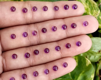African Amethyst Cabochon: Calibrated 4mm Round Gemstones for Jewelry Making