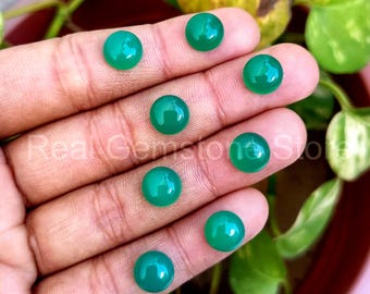 Cabujón de ónix verde: piedra preciosa redonda calibrada para la fabricación de joyas. Disponible en tamaños de 3 mm a 20 mm.