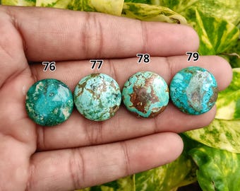 18mm Tibetan Turquoise Cabochon, Round Flat Back Gemstone