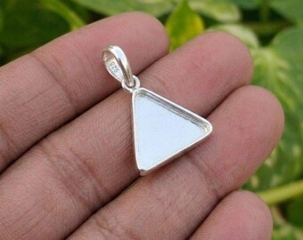 Handmade Pendant Bezel Setting, 925 Silver Pendant Blank Triangle Mounting