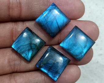 Natural Blue Labradorite Cabochon: Square Gemstone for Jewelry 8mm-20mm Size Available