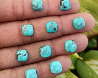 Arizona Turquoise Cushion Cabochons: Calibrated Gemstone Lot, 5mm to 20mm Size Available