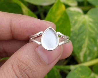 Handmade Ring Bezel Setting, 925 Sterling Silver Ring Blank Pear Mounting