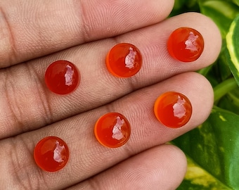 Cabujón de ónix rojo: piedra preciosa redonda con base plana para joyería (medidas calibradas de 3 mm a 20 mm)