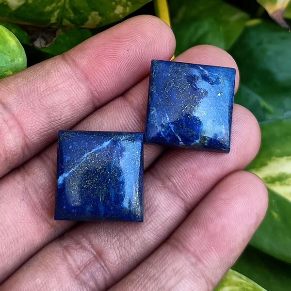 Natural Lapis Lazuli Cabochon, Square Flat Back Gemstone for Jewelry Making (5mm-20mm)