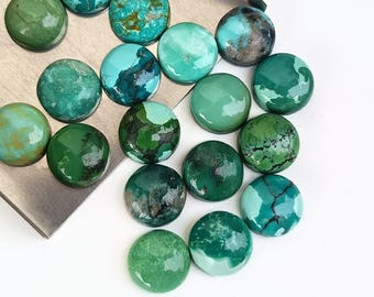 8mm Tibetan Turquoise Cabochon: Round Flat Back Gemstone for Jewelry