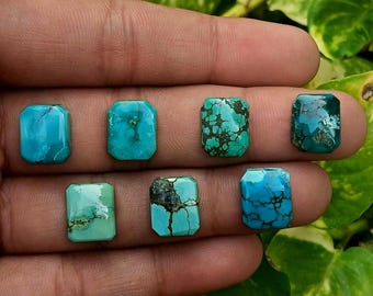 Natural Tibetan Turquoise Octagon Cabochon Calibrated Gemstone For Making Handmade Jewelry 5x7mm to 15x20mm