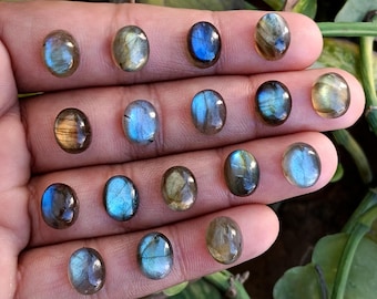8x10mm Labradorite Oval Cabochon: Flat Back Natural Gemstone for Jewelry Making