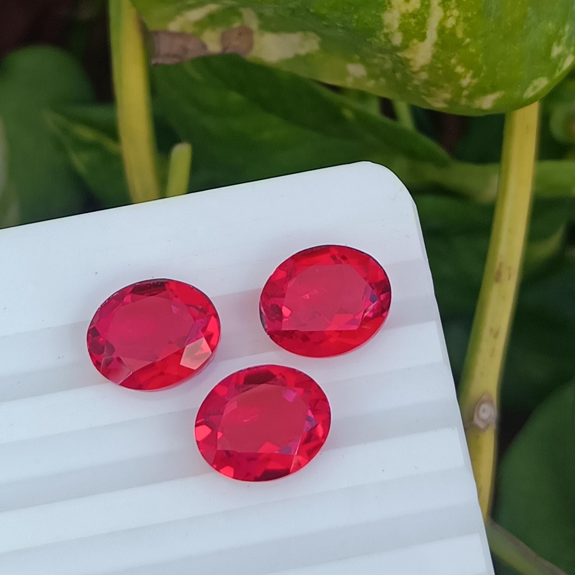 Ruby Color Quartz Doublet: Oval Faceted Gemstone for Jewelry Making - Etsy