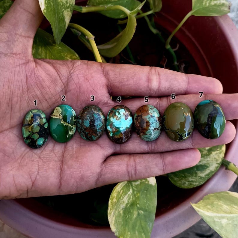 Natural Tibetan Turquoise Oval Cabochons Flat Back Smooth Loose ...