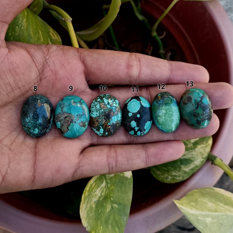 Natural Tibetan Turquoise Oval Cabochons Flat Back Smooth Loose ...