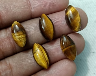 Tiger Eye Marquise Cabochons: Flat Back Natural Gemstone For Jewelry Making (3x6mm-10x20mm)