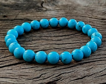 Pulsera de cuentas turquesas: energía relajante y equilibrante. Pulsera de piedra natural de 8 mm.