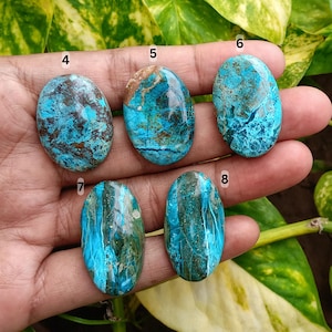 Natural Chrysocolla Oval Shape Cabochons Flat Back Smooth Loose Gemstones For Making Handmade Jewelry