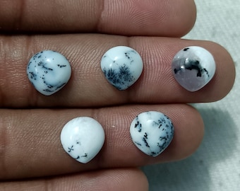 Dendrite Opal Heart Cabochon: Calibrated Gemstone 8mm-20mm Size Available
