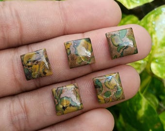 Natural Fruit Jasper Cabochon: Square Gemstone for Jewelry 8mm-20mm Size Available