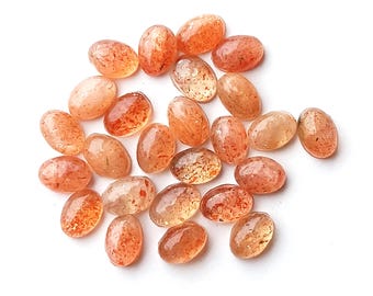 Cabochon ovale en pierre de soleil naturelle à dos plat, pierre précieuse en vrac pour la fabrication de bijoux, de 4 x 6 mm à 10 x 14 mm