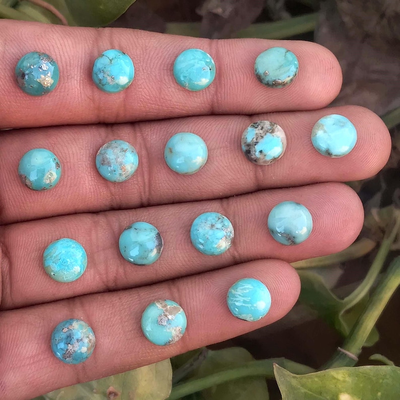 Arizona Turquoise Cabochon Lot: Calibrated Round Gemstone, Jewelry Making (3mm-16mm Sizes Available) image 2
