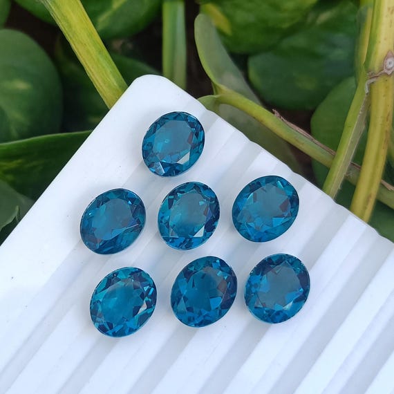 London Blue Topaz Color Quartz Oval Faceted Cut Doublet Gemstone