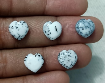 Dendrite Opal Heart Cabochon: Calibrated Gemstone 8mm-20mm Size Available