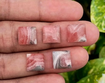 Rhodochrosite Square Cabochons: Flat Back Gemstone 5mm-20mm Size Available