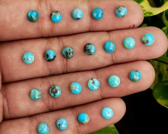 5mm Arizona Turquoise Cabochon Lot: Calibrated Round Gemstone, Jewelry Making