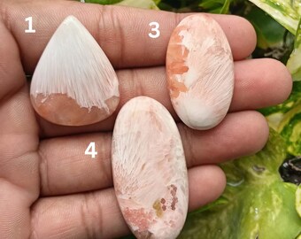 Natural Scolecite Cabochons Flat Back Smooth Loose Gemstones For Making Handmade Jewelry