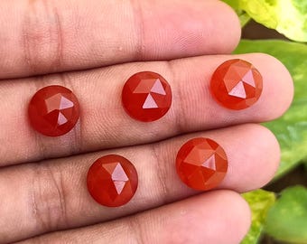 Cabujón de ónix rojo: piedra preciosa de corte rosa redondo para la fabricación de joyas. Tamaños disponibles: 8 mm - 20 mm.