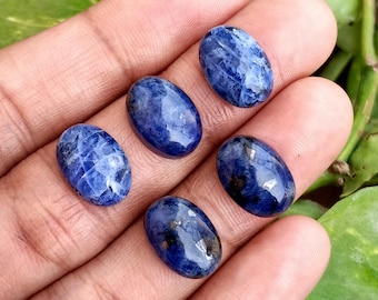 Natural Sodalite Gemstone : Oval Flat Back Cabochon For Jewelry Making