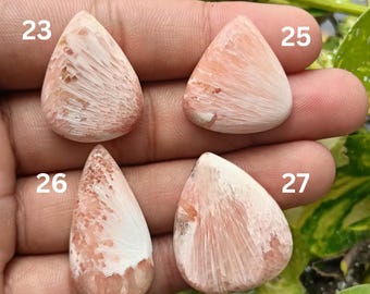 Natural Scolecite Cabochons Flat Back Smooth Loose Gemstones For Making Handmade Jewelry