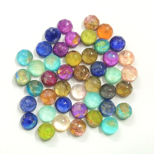 Cabujón redondo doblete compuesto mixto: suministros de joyería de piedras preciosas, 8 mm 10 mm