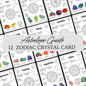 Sternzeichen Karten, Sternzeichen Kristall Karte, Astrologie Karten, bedruckbare Sternzeichen Karten, Sternzeichen Guide Karten, Sternzeichen Karten, Sternzeichen Kristalle