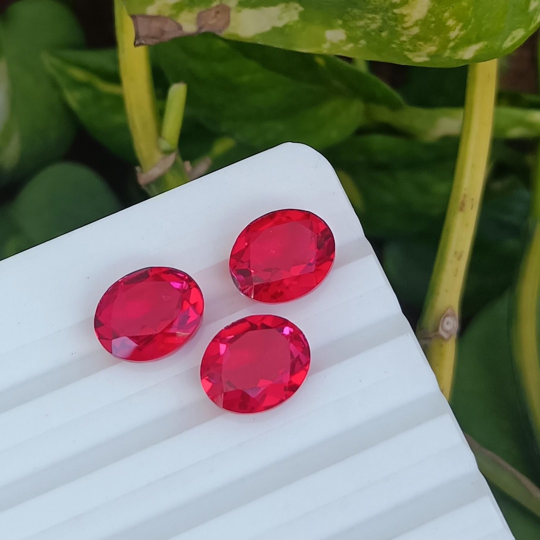 Ruby Color Quartz Doublet: Oval Faceted Gemstone for Jewelry Making - Etsy