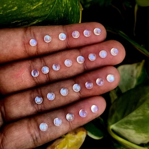 Rainbow Moonstone Cabochon: Calibrated Round Gemstones for Jewelry Making 3mm to 6mm