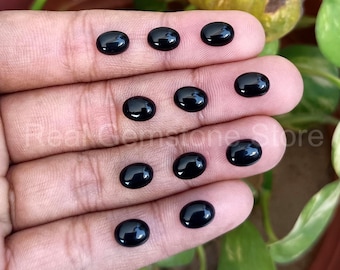 Black Onyx Cabochon: Oval Flat Back Calibrated Gemstones for Jewelry Making
