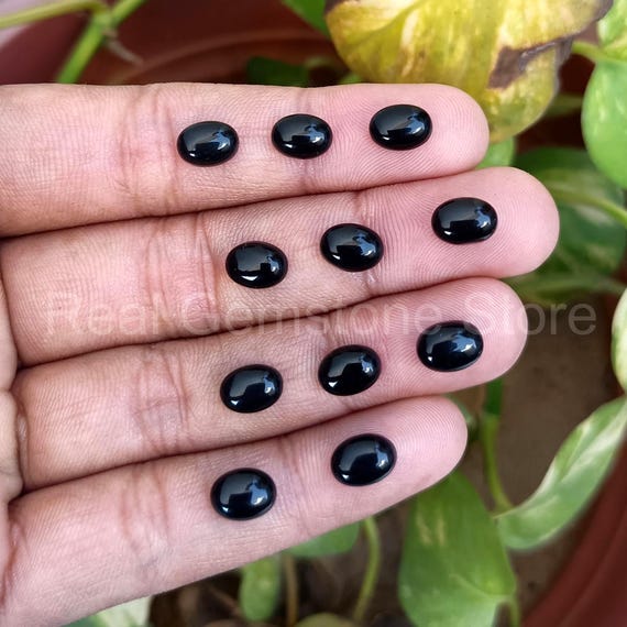 Black Onyx Cabochon: Oval Flat Back Calibrated Gemstones for Jewelry Making