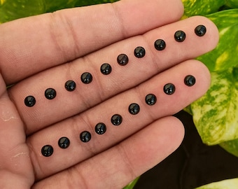 4mm Black Onyx Cabochon Lot, Round Flat Back Gemstones
