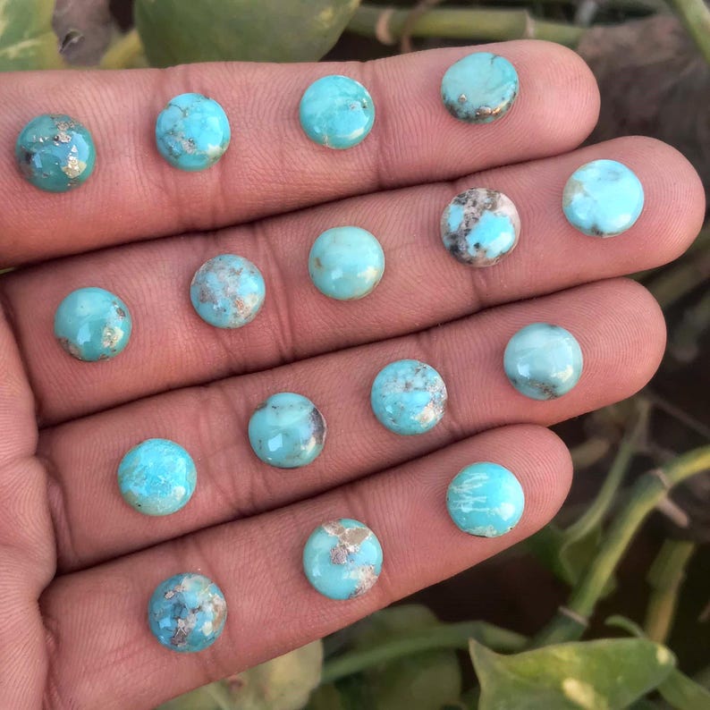 Arizona Turquoise Cabochon Lot: Calibrated Round Gemstone, Jewelry Making (3mm-16mm Sizes Available) image 7