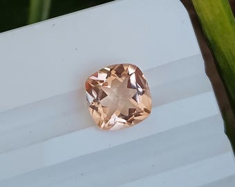 Peach Morganite Quartz Doublet Gemstone: Cushion Faceted Composite Gemstone