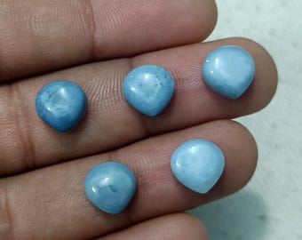 Blue Opal Heart Cabochon: Calibrated Gemstone for Jewelry Making 8mm-20mm Size Available