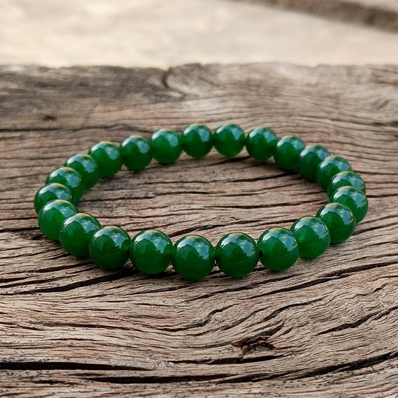 Green Jade Beaded Bracelet Emotional Balance for Soothing Anxiety