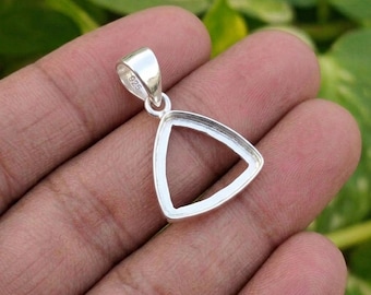 Handmade Pendant Bezel Setting, 925 Silver Pendant Blank Triangle Mounting