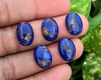 Peacock Blue Copper Turquoise Cabochon: Oval Mohave Gemstone For Jewelry Making (6x8mm to 15x20mm)