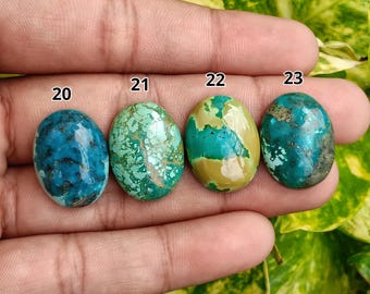 Tibetan Turquoise Cabochon: 15x20mm Oval Gemstone, Flat Back