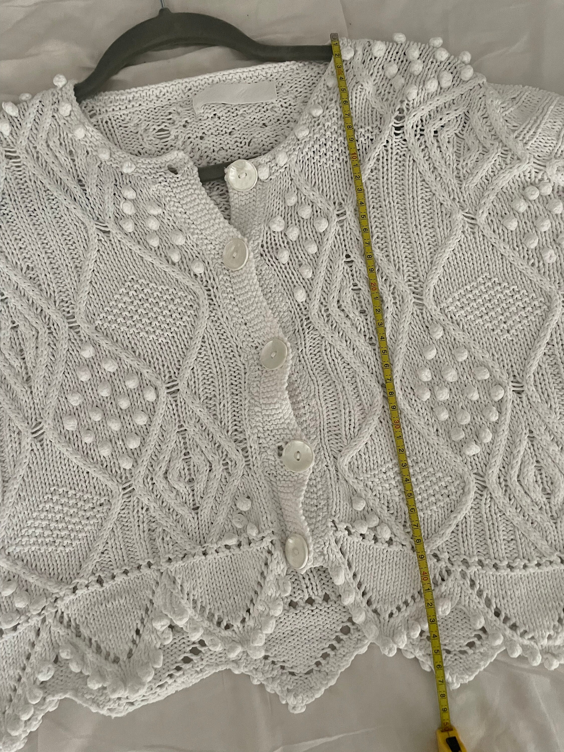 Cardigan Long En Coton Tricoté Main Helen McCabe - Taille M, Rose, Neuf Avec étiquettes