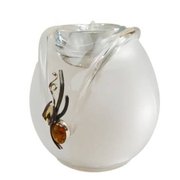 Candlestick with silver and amber